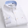 Camisa Masculina Oxford Manga Longa - Camisa Manga Longa Casual Oxford Bolso Único com Colarinho Abotoado - Camisa Masculina Manga Longa Algodão e Poliester.