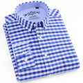 Camisa Masculina Oxford Manga Longa - Camisa Manga Longa Casual Oxford Bolso Único com Colarinho Abotoado - Camisa Masculina Manga Longa Algodão e Poliester.