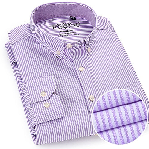 Camisa Masculina Oxford Manga Longa - Camisa Manga Longa Casual Oxford Bolso Único com Colarinho Abotoado - Camisa Masculina Manga Longa Algodão e Poliester.