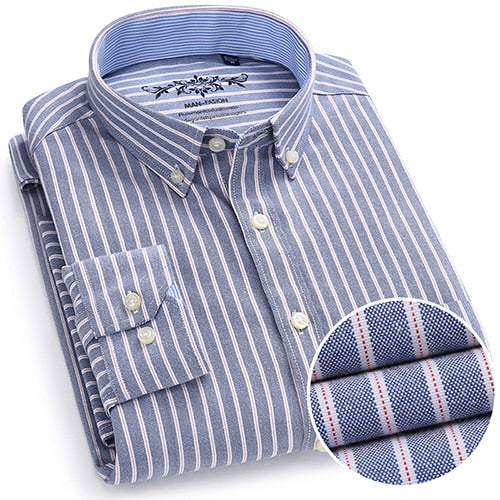 Camisa Masculina Oxford Manga Longa - Camisa Manga Longa Casual Oxford Bolso Único com Colarinho Abotoado - Camisa Masculina Manga Longa Algodão e Poliester.