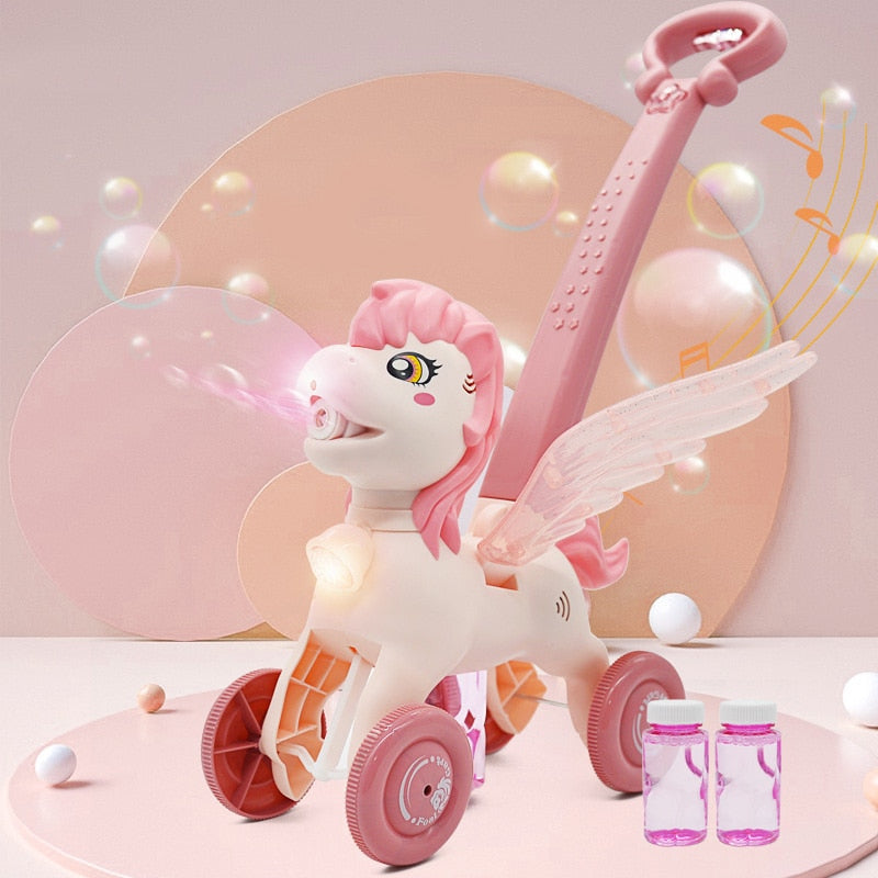 Brinquedo Bolha de Sabão Ponei Pony- Empurrador Lança Bolha De Sabão Unicornio- Lança Bolha de Sabão Pegasus Cavalo