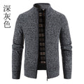 Cardigam Masculino de Gola Alta Forro de Lã com Fechamento de Ziper. Casaco Masculino Casual Cardigan Forrado