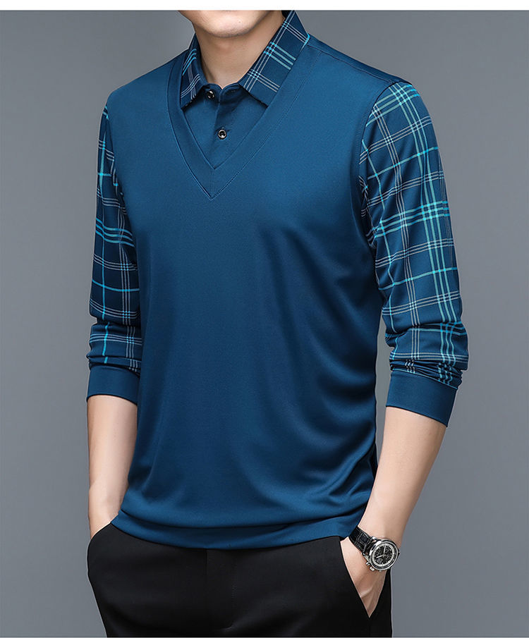 Camisa Masculina Polo de Algodão com Manga Longa - Camisa Masculina Manga Comprida Estilo Camisa e Colete