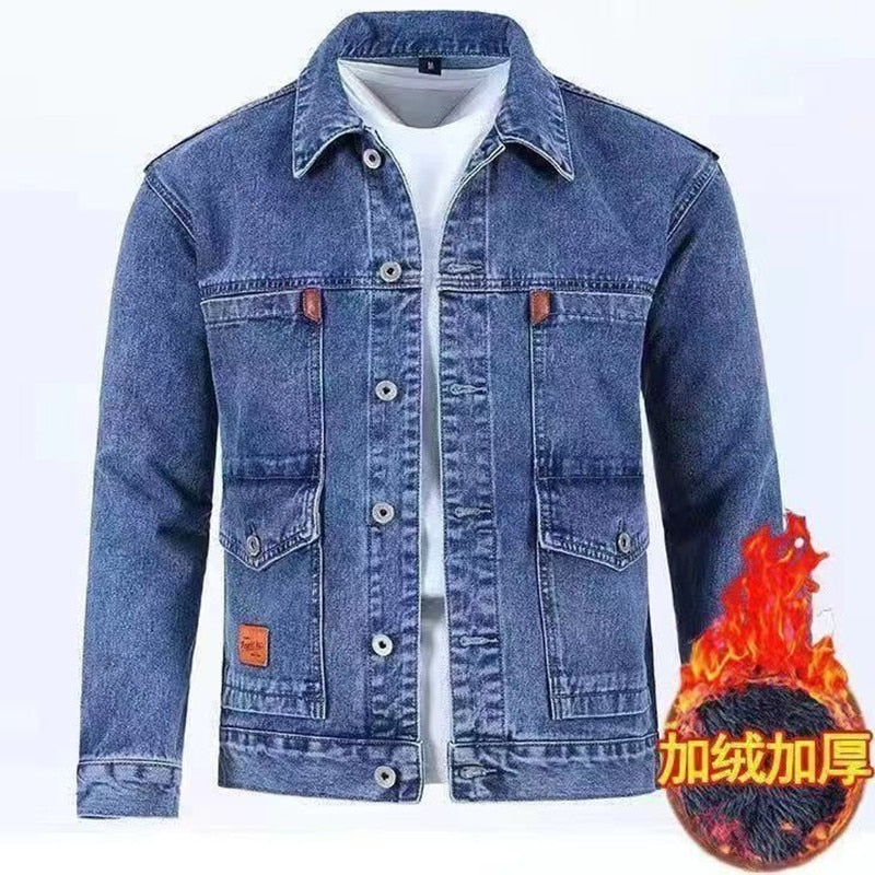 Jaqueta Jeans Masculina com Forro Reforçado Internno de Caximira - Jaqueta Masculina Jeans com Forração de Lã