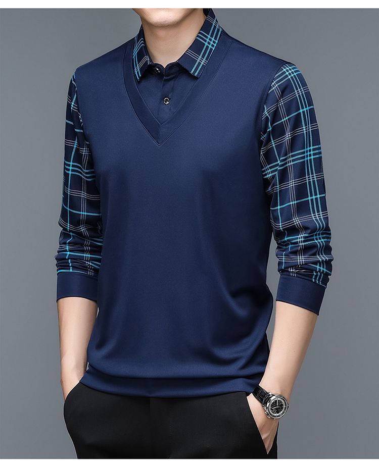 Camisa Masculina Polo de Algodão com Manga Longa - Camisa Masculina Manga Comprida Estilo Camisa e Colete