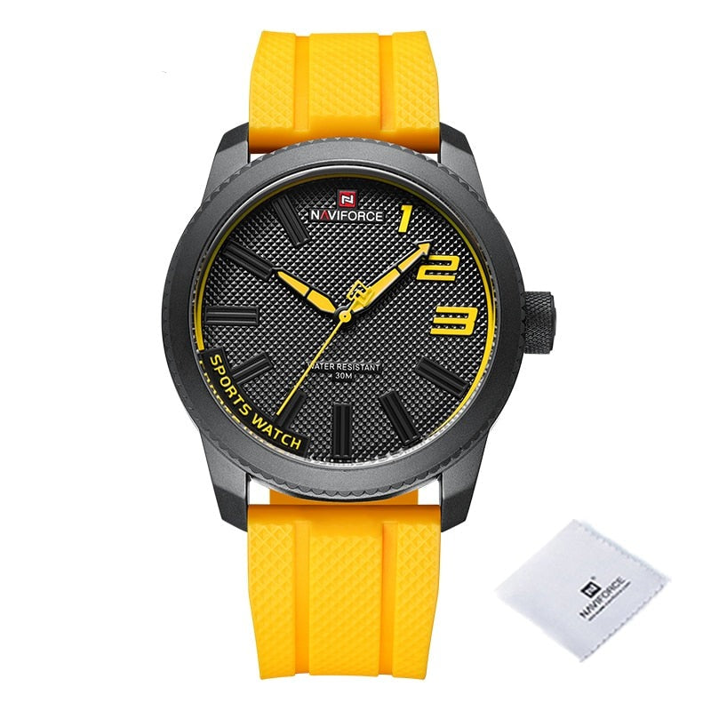 Relógio Masculino de Quartzo Naviforce com Pulseiras de Silicone - Relógio Masculino  de Pulso Casual.