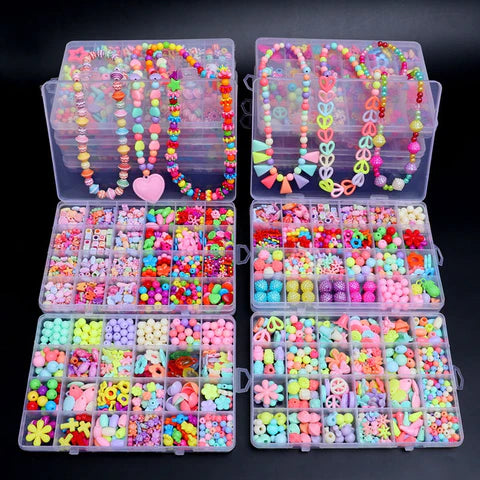 Kit De Miçangas Bijuterias 500pcs -Kit De Miçangas Bijuterias Infantil Coloridas Montar Pulseiras