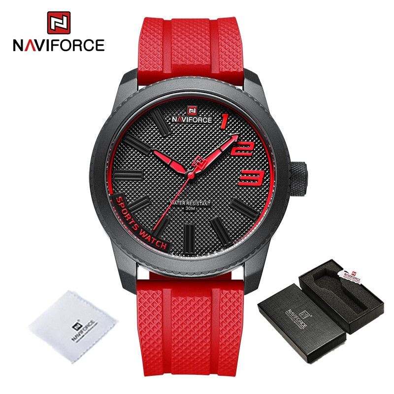 Relógio Masculino de Quartzo Naviforce com Pulseiras de Silicone - Relógio Masculino  de Pulso Casual.