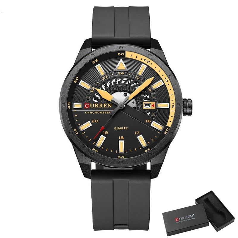 Relógio Masculino Quartzo Curren com Pulseira de Silicone - Relógio Masculino Esportivo