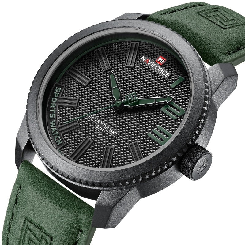 Relório Masculino com Pulseira de Couro - Esportivo Anti-choque e Estilo Militar